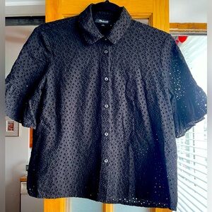 Madewell black eyelet blouse